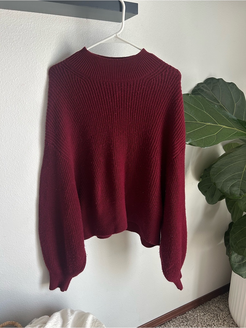 Banana Republic Deep Burgundy Ribbed Mockneck Sweater